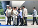 Penyambutan kedatangan Presiden Prabowo